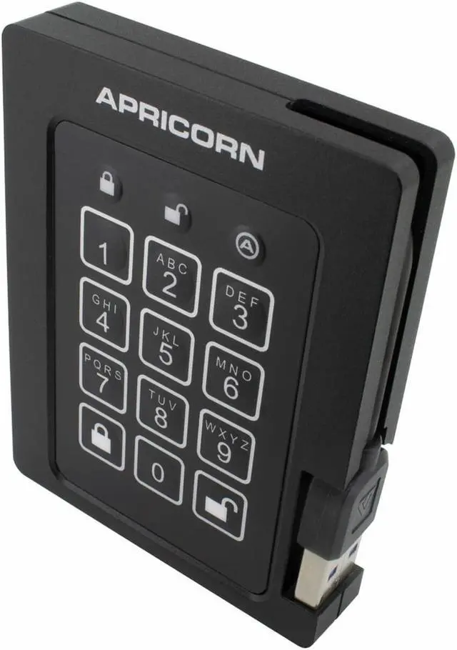 Alt view image 3 of 20 - 4TB Apricorn Aegis Padlock USB3.0 External Solid State Drive - Black