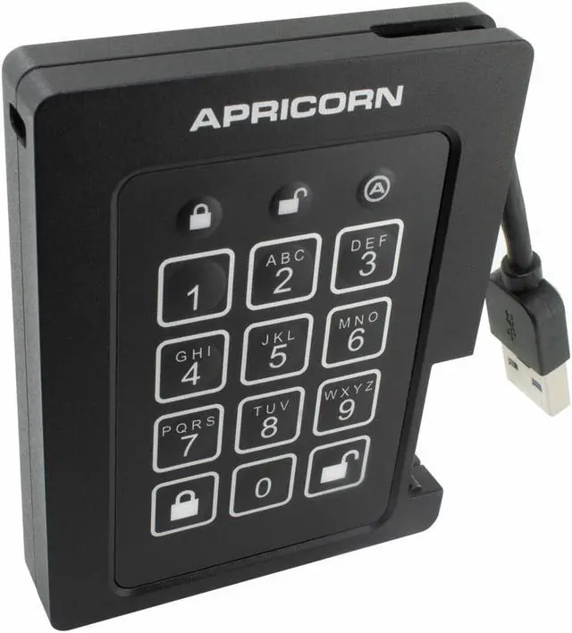 Alt view image 4 of 20 - 4TB Apricorn Aegis Padlock USB3.0 External Solid State Drive - Black