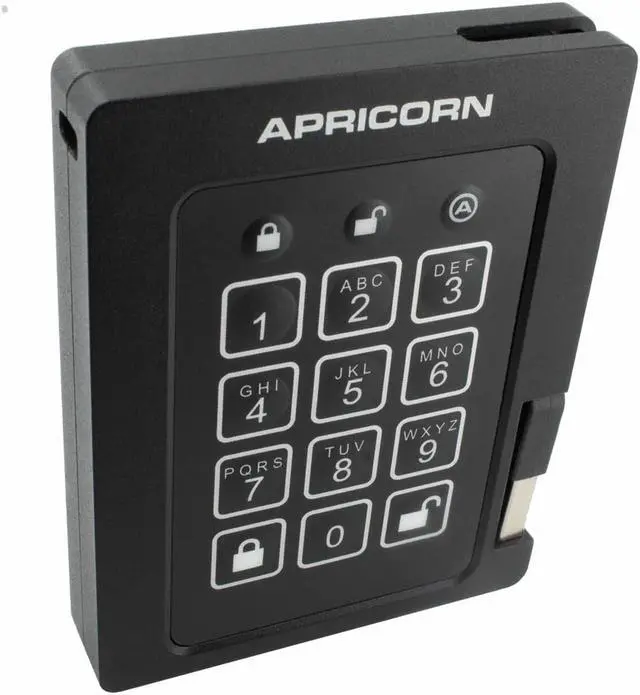 Alt view image 5 of 20 - 4TB Apricorn Aegis Padlock USB3.0 External Solid State Drive - Black
