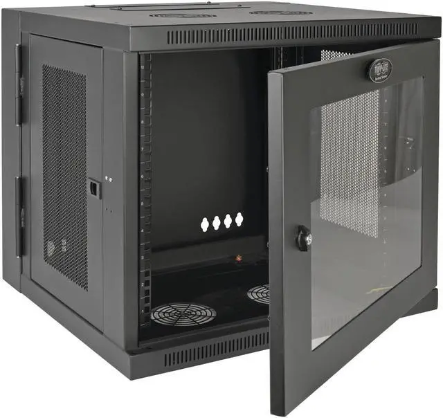 Alt view image 8 of 20 - Tripp Lite 10U Wall-Mount Rack Enclosure Server Cabinet, Hinged Back, Clear Acrylic Window (SRW10USG)