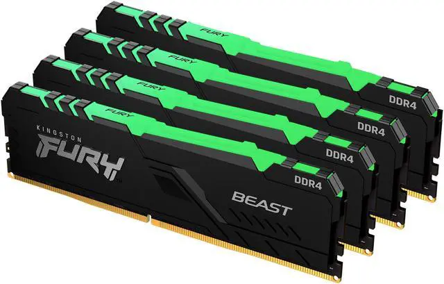 Alt view image 8 of 14 - Kingston FURY Beast RGB 128GB (4 x 32GB) 288-pin DIMM DDR4 3200 MHz CL16 RGB LED Memory (KF432C16BBAK4/128)