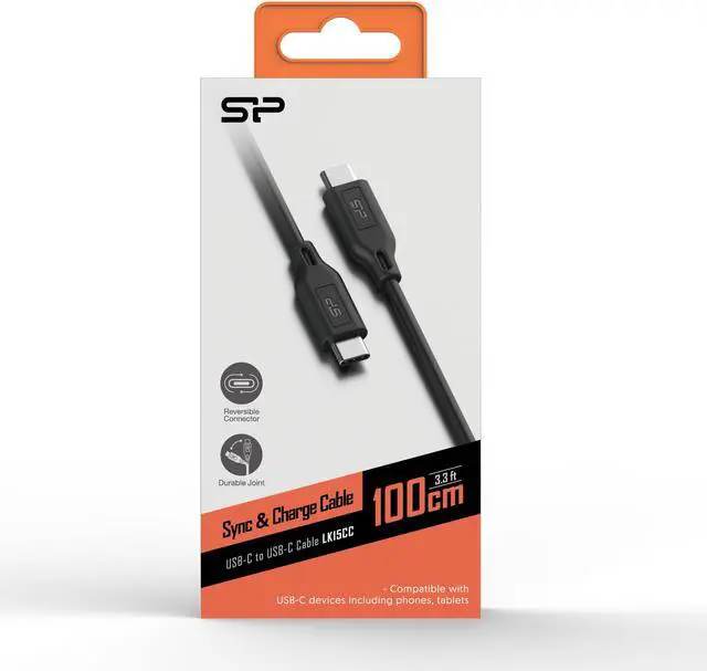Alt view image 3 of 3 - Silicon Power 100cm Boost Link PVC LK15CC USB Cable Type-C to Type-C Black