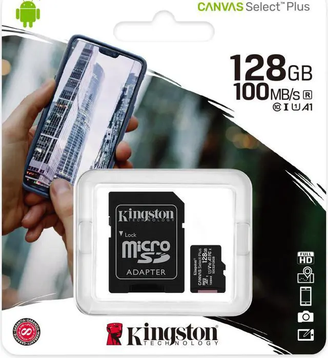 Alt view image 18 of 20 - Kingston Canvas Select Plus - Flash memory card (microSDXC to SD adapter included) - 128 GB - A1 / Video Class V10 / UHS