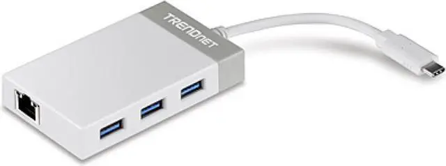 Alt view image 8 of 14 - TRENDnet USB C to Ethernet Gigabit Adapter, TUC-ETGH3, Compact USB Type C Hub, 3 x USB 3.0 Ports, 1 x RJ-45 Gigabit Ethernet Port, Windows and Mac Compatible, White