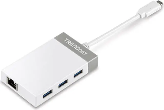 Alt view image 6 of 14 - TRENDnet USB C to Ethernet Gigabit Adapter, TUC-ETGH3, Compact USB Type C Hub, 3 x USB 3.0 Ports, 1 x RJ-45 Gigabit Ethernet Port, Windows and Mac Compatible, White