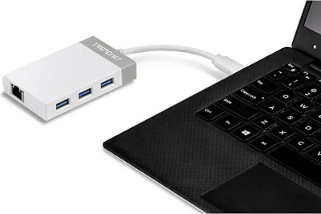 Alt view image 10 of 14 - TRENDnet USB C to Ethernet Gigabit Adapter, TUC-ETGH3, Compact USB Type C Hub, 3 x USB 3.0 Ports, 1 x RJ-45 Gigabit Ethernet Port, Windows and Mac Compatible, White