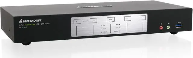 Alt view image 2 of 20 - IOGEAR 4-Port 4K Dual View KVMP Switch with HDMI Connection, USB 3.0 Hub and Audio