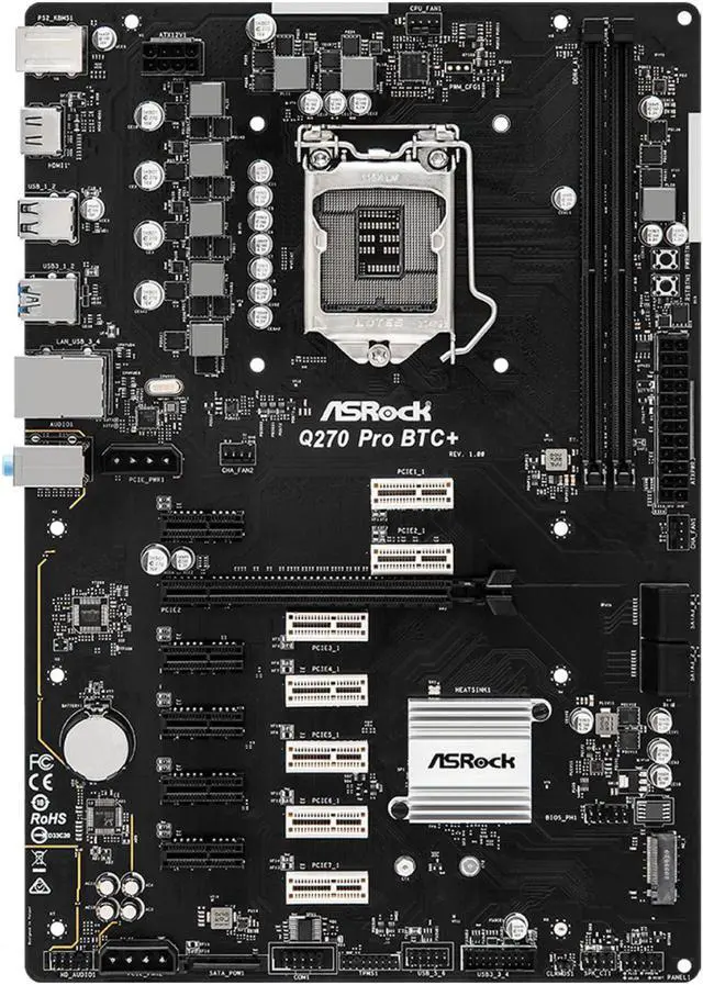 Alt view image 2 of 5 - Asrock Q270 PRO BTC+ Mining Board Intel 1151 ATX DDR4  Motherboard