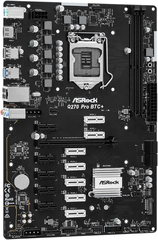 Alt view image 4 of 5 - Asrock Q270 PRO BTC+ Mining Board Intel 1151 ATX DDR4  Motherboard