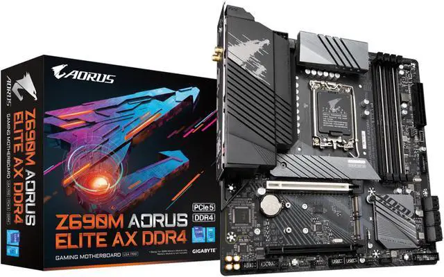 Alt view image 5 of 5 - Gigabyte Z690M AORUS ELITE AX Intel Z690 Express LGA 1700 Micro ATX DDR4 Motherboard