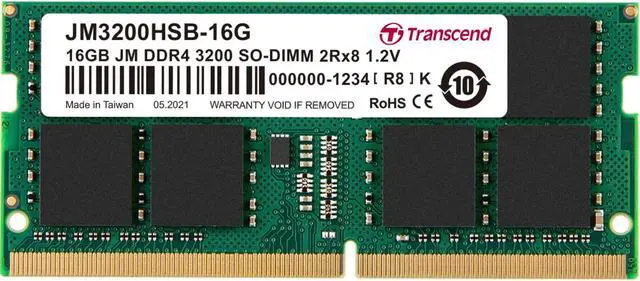 Alt view image 2 of 2 - Transcend 16GB Transcend JetRam DDR4 3200MHz PC4-25600 CL22 SO-DIMM Laptop Module JM3200HSB-16G