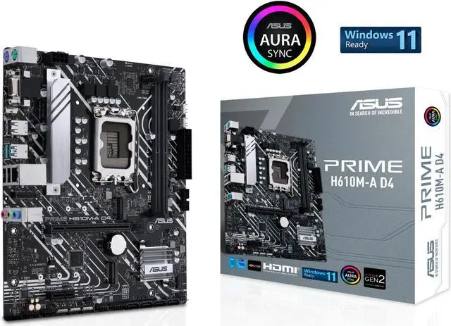 Main image of Asus Prime H610M-A D4 Intel LGA 1700 Micro ATX DDR4 Motherboard