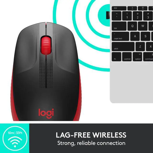 Alt view image 2 of 5 - Logitech M190 Full-Size Wireless Mouse - Red