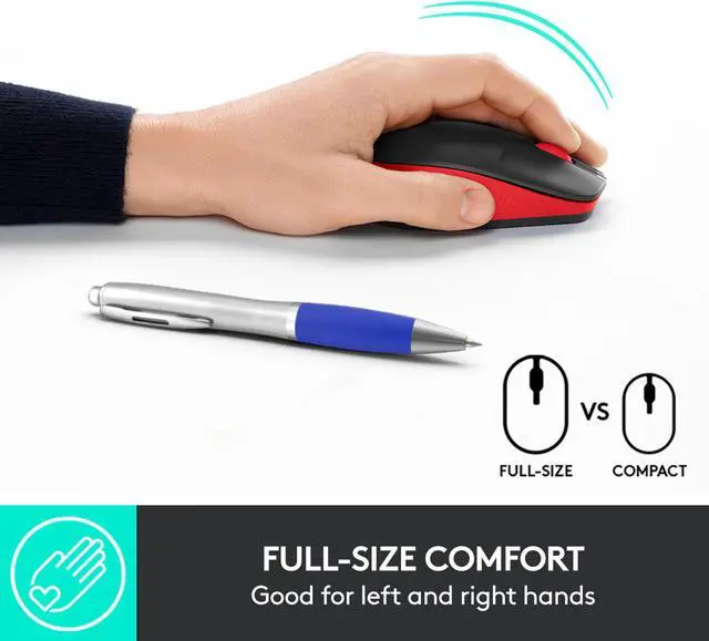 Main image of Logitech M190 Full-Size Wireless Mouse - Red
