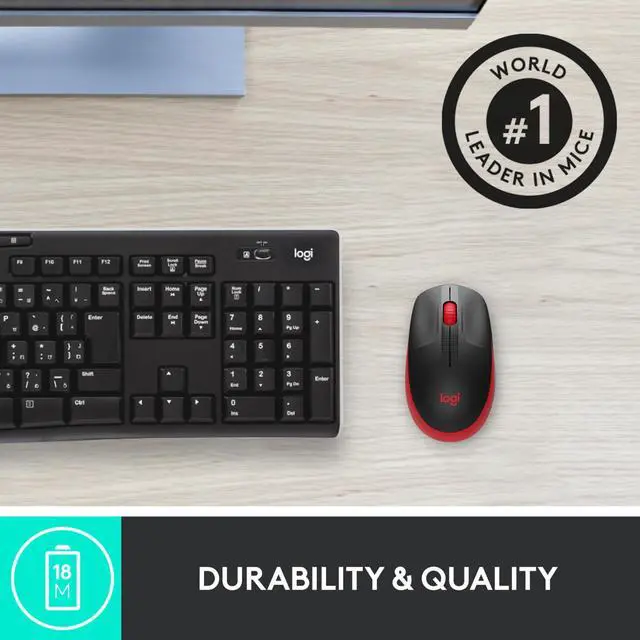 Alt view image 3 of 5 - Logitech M190 Full-Size Wireless Mouse - Red