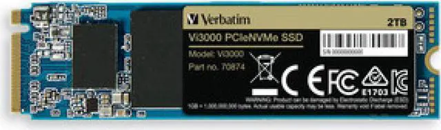 Alt view image 8 of 10 - VERBATIM 2TB VI3000 PCIe Gen 3.0 x4 NVMe M.2 2280 INTERNAL SSD