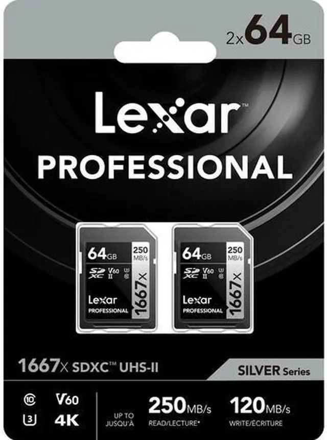 Alt view image 5 of 14 - Lexar SILVER Series Professional 1667x 64GB UHS-II SDXC Memory Card, 2-Pack