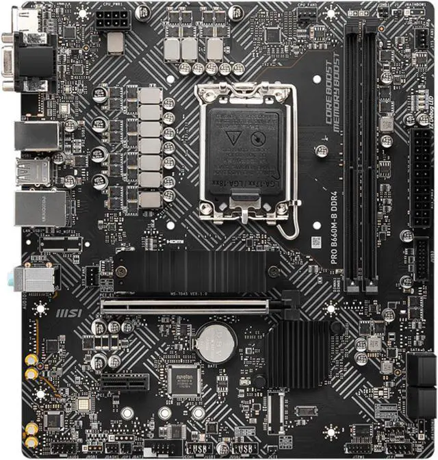 Alt view image 2 of 5 - MSI PRO B660M-B Intel LGA 1700 Micro ATX DDR4 Motherboard