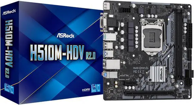 Alt view image 5 of 5 - Asrock H510M-HDV R2.0 Intel LGA 1200 Micro ATX DDR4 Motherboard