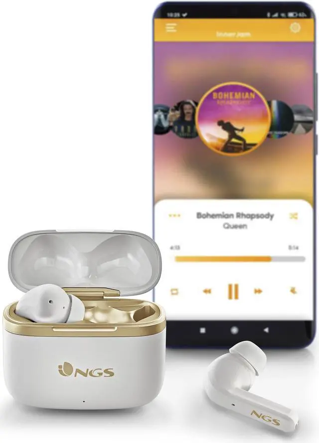 Alt view image 5 of 5 - NGS Active Noise Cancelling Wireless BT & TWS Earphones - Artica Trophy, White