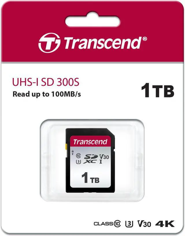 Alt view image 2 of 10 - 1TB Transcend 300S SDXC UHS-I U3 V30 SD Memory Card CL10 100MB/sec