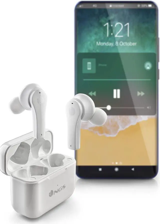 Alt view image 5 of 5 - NGS Artica Bloom Wireless BT Earphones, White