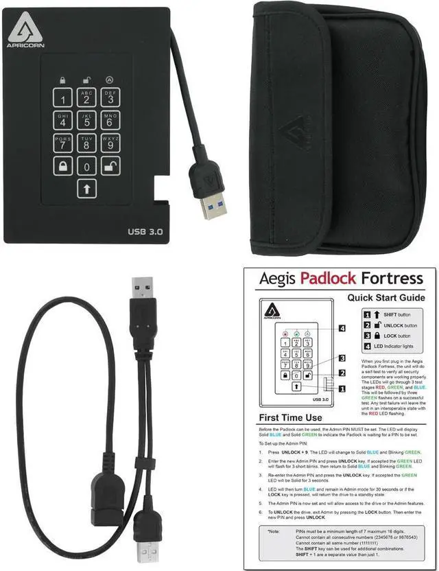 Alt view image 13 of 17 - Apricorn Aegis Padlock A25-3PL256-S256F 256 GB External Solid State Drive
