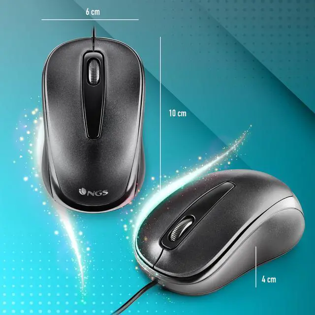 Alt view image 5 of 5 - NGS Easy Delta, Wired Optical Mouse, 1200DPI, Black