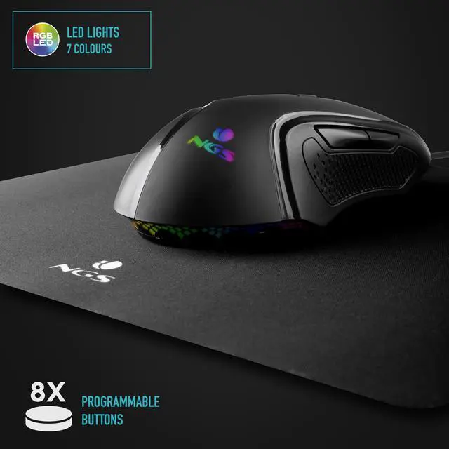 Alt view image 4 of 5 - NGS GMX-125, Wired RGB Gaming Mouse, Ambidextrous & Ergonomic, Up to 7200DPI
