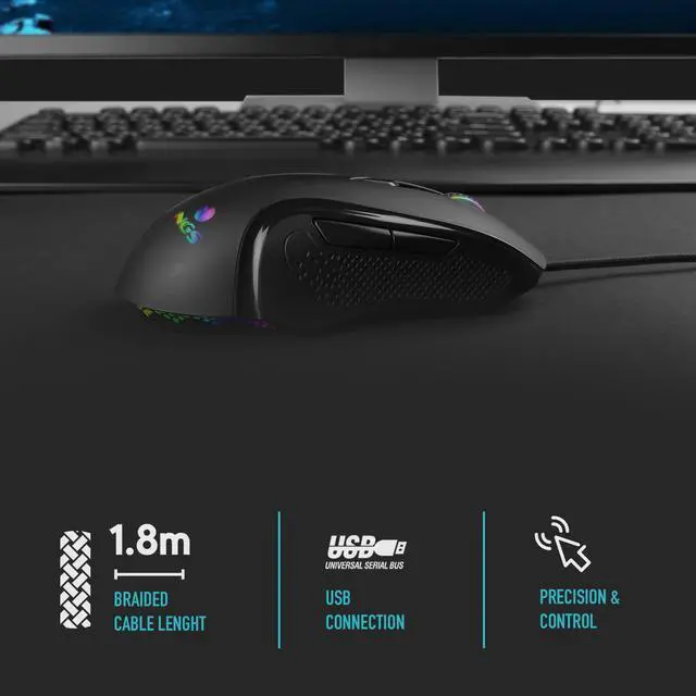 Alt view image 5 of 5 - NGS GMX-125, Wired RGB Gaming Mouse, Ambidextrous & Ergonomic, Up to 7200DPI