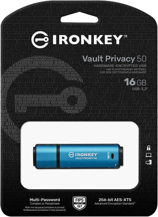 Alt view image 8 of 17 - IronKey Vault Privacy 50 Series 16GB USB 3.2 Gen 1 Type A Flash Drive IKVP5016GB