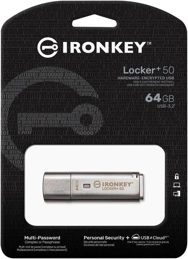 Alt view image 9 of 18 - IronKey Locker+ 50 USB Flash Drive IKLP5064GB