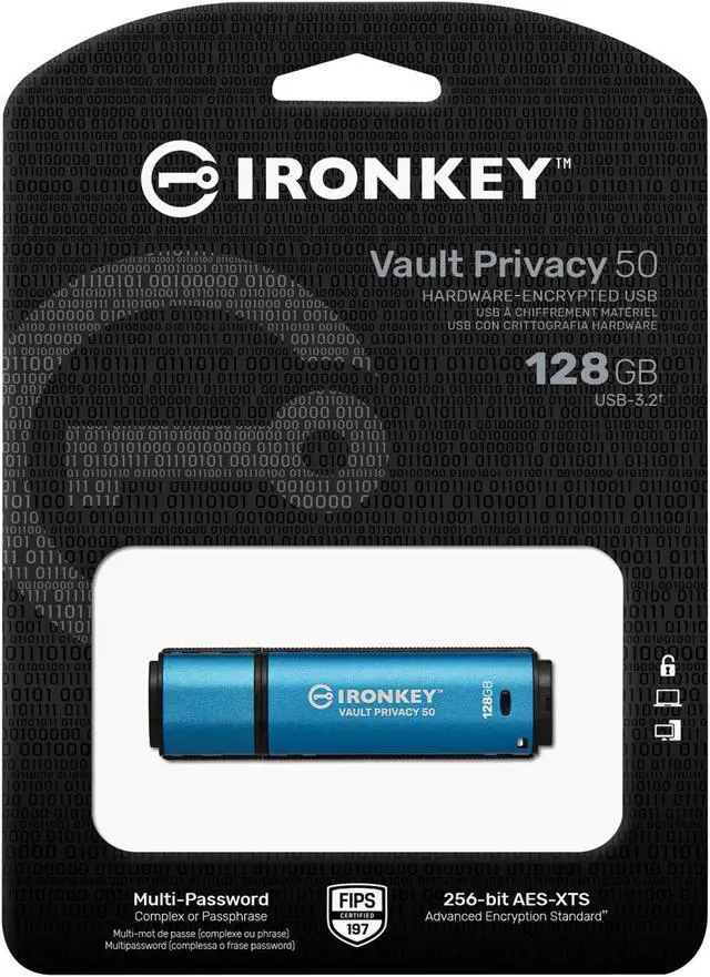 Alt view image 9 of 14 - Kingston IronKey Vault Privacy 50 128GB Encrypted USB Thumbdrive IKVP50/128GB