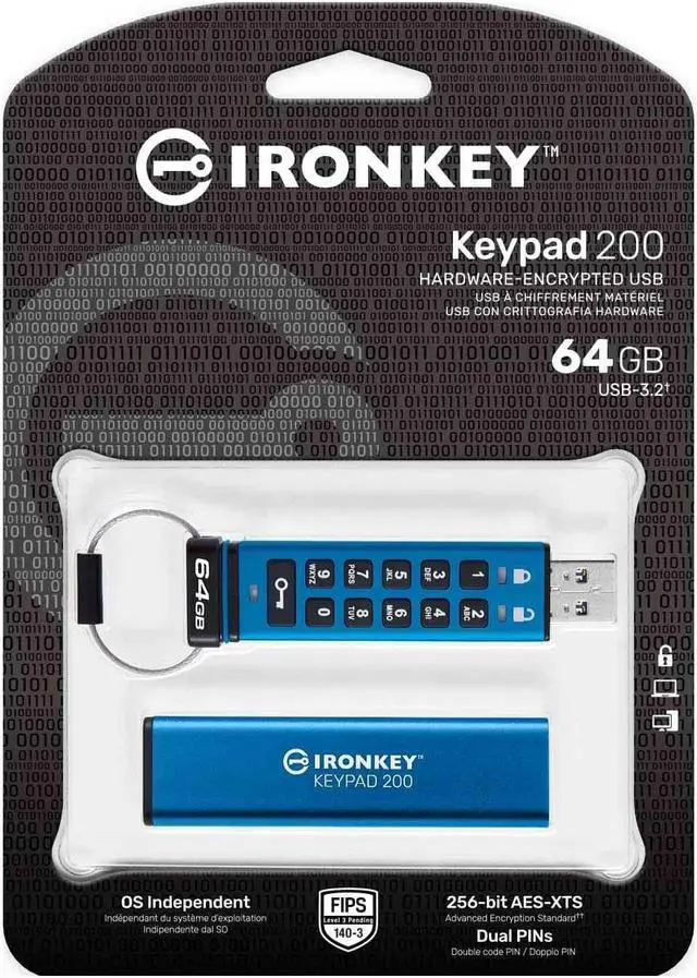Alt view image 6 of 13 - Kingston IronKey Keypad 200 64GB USB 3.2 Gen 1 Type A Flash Drive IKKP200/64GB