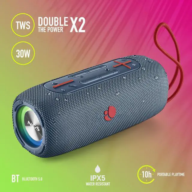 Alt view image 8 of 8 - NGS 30W Water Resistant Wireless BT Speaker Nitro 3 Blue Model ROLLERNITRO3BLUE