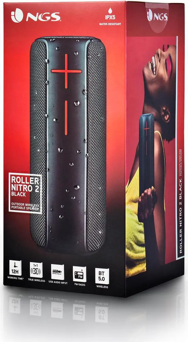 Alt view image 7 of 8 - NGS 20W Water Resistant Wireless BT Speaker Nitro 2 Black Model ROLLERNITRO2BLACK