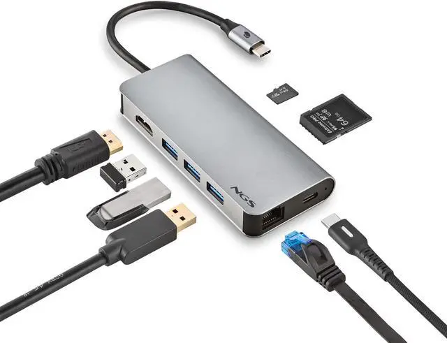 Alt view image 2 of 5 - NGS 8 TO 1 USB-C Multiport Adapter, WONDERDOCK8