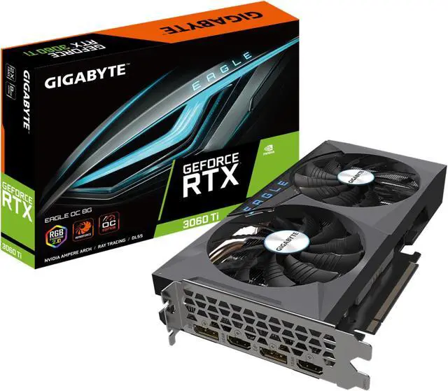 Alt view image 2 of 5 - Gigabyte GeForce RTX 3060 Ti EAGLE OC 8G (Rev. 2.0) Nvidia 8GB GDDR6 GPU Graphics Card