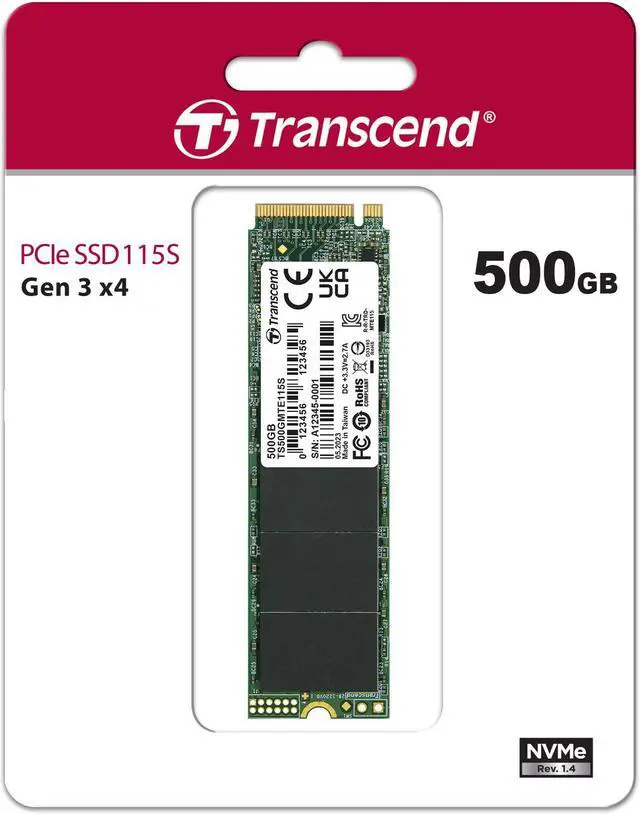 Alt view image 4 of 13 - 500GB Transcend PCIe SSD 115S NVMe M.2 2280 PCIe Gen3 x4 SSD