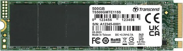 Alt view image 2 of 13 - 500GB Transcend PCIe SSD 115S NVMe M.2 2280 PCIe Gen3 x4 SSD