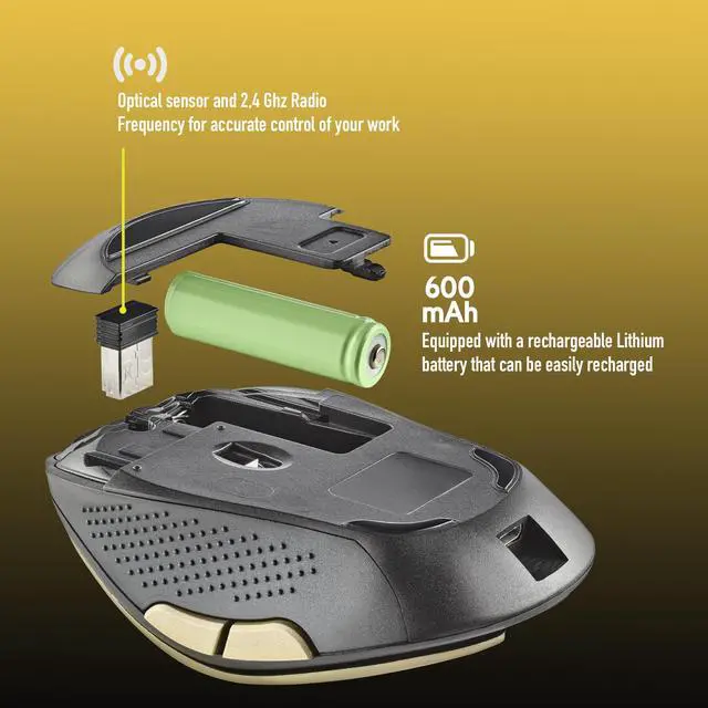 Alt view image 5 of 5 - NGS EVO Rust Gold, Wireless Rechargeable Silent Mouse, Gold