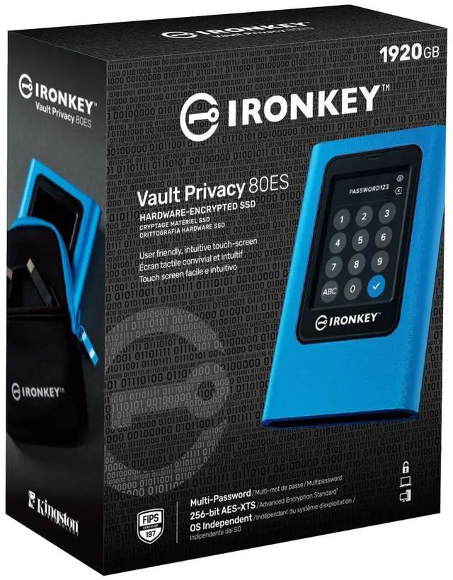 Alt view image 13 of 15 - Kingston IronKey Vault Privacy 80 1.92TB External SSD | FIPS 197 | XTS-AES 256GB Encrypted | Touch Screen PIN | Secure Data Protection | IKVP80ES/1920G
