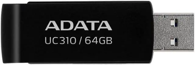 Alt view image 4 of 4 - 64GB AData UC310 USB 3.2 Flash Drive - Black Capless Swivel
