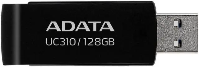 Alt view image 4 of 4 - 128GB AData UC310 USB 3.2 Flash Drive - Black Capless Swivel