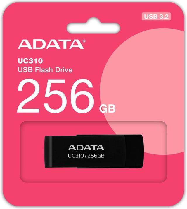 256GB AData UC310 USB 3.2 Flash Drive - Black Capless Swivel 