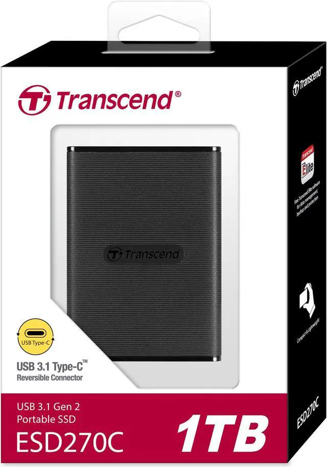 Alt view image 5 of 6 - Transcend ESD270C - SSD - 1 TB - external (portable) - USB 3.1 Gen 2 - 256-bit AES - black
