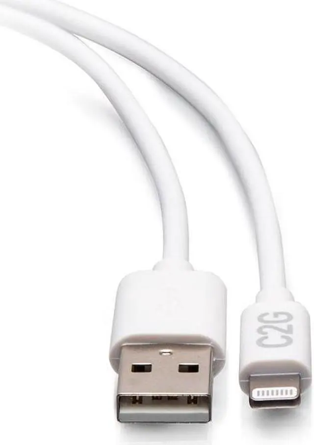 Alt view image 3 of 3 - C2G 6ft Lightning to USB A - Power, Sync and Charging Cable - MFi - White