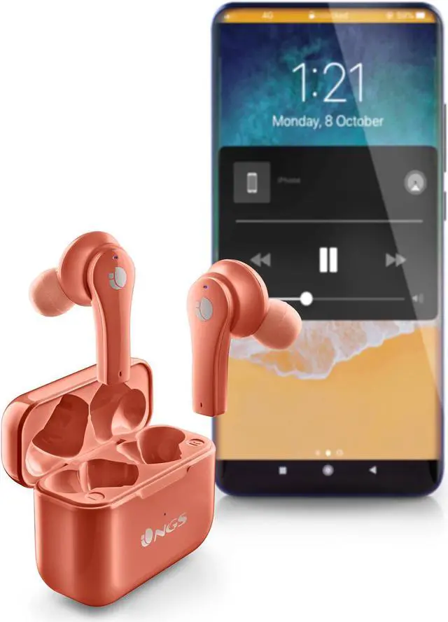 Alt view image 5 of 5 - NGS Artica Bloom Wireless BT Earphones, Coral