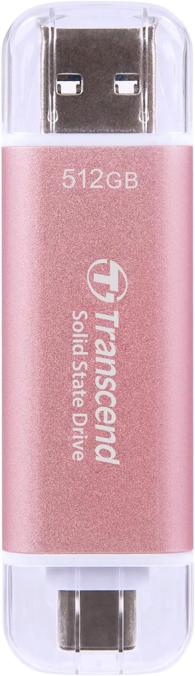 Alt view image 2 of 4 - 512GB Transcend ESD310 Portable SSD Dual USB (Type-A and Type-C) Pink