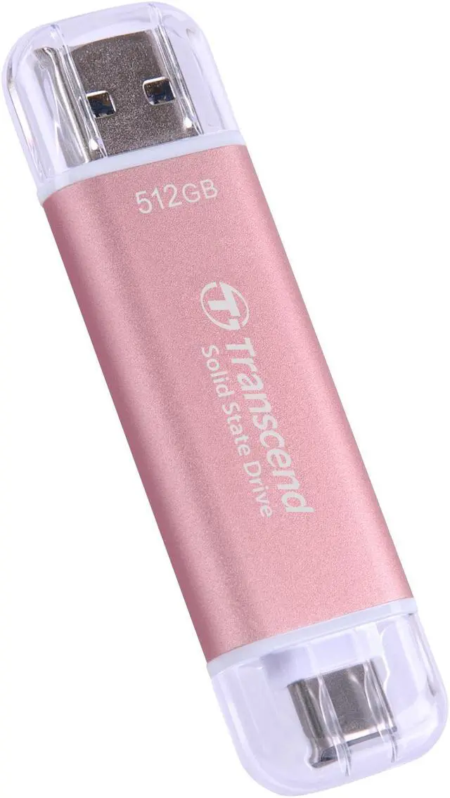 Alt view image 3 of 4 - 512GB Transcend ESD310 Portable SSD Dual USB (Type-A and Type-C) Pink